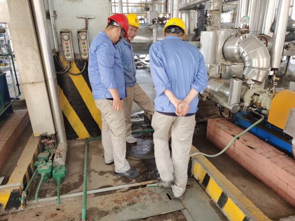 6月中旬，尿素車間工藝主任王慶振帶技術(shù)組開展隱患排查.jpg